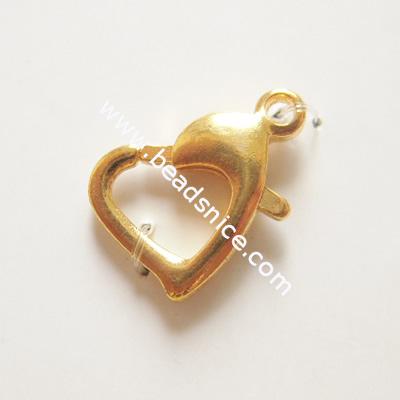 Jewelry Lobster claw clasp, brass, 11x9mm, nickel free,