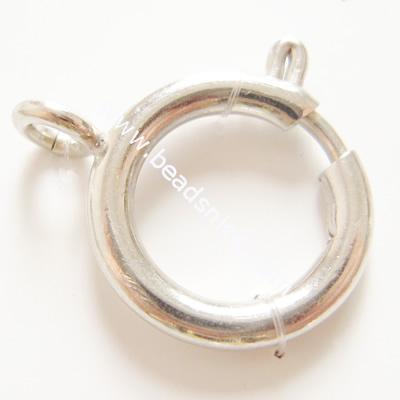 Jewelry spring ring clasp, brass, 18mm, inside diameter:12mm,hole:approx 3mm,nickel free,lead safe,