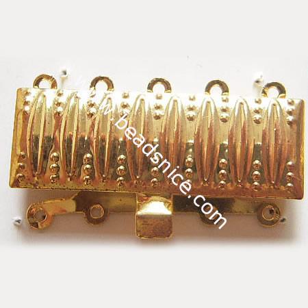 Brass clasps,four rows,20x6mm,nickel free,lead safe,