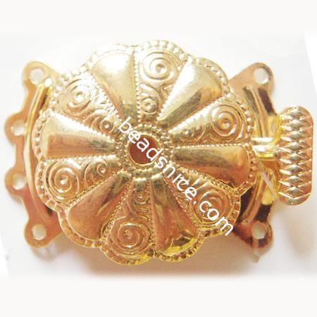 Jewelry brass clasps,four rows,Flower,20x28mm,nickel free,lead safe,