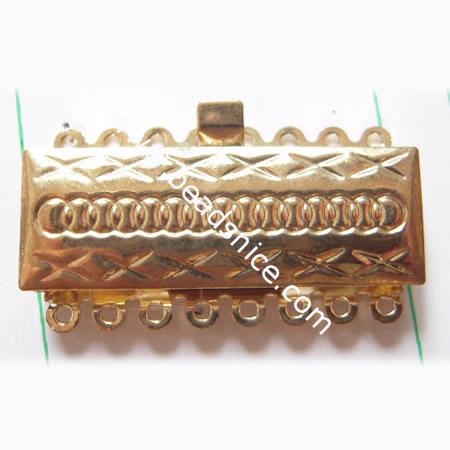 Jewelry brass clasps,eight rows,Flower,31x16mm,nickel free,lead safe,