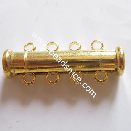 Jewelry brass slide lock clasp,four rows,25x10mm nickel free, lead safe,