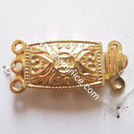 Jewelry brass clasp,three rows,9x21mm, nickel free, lead safe,