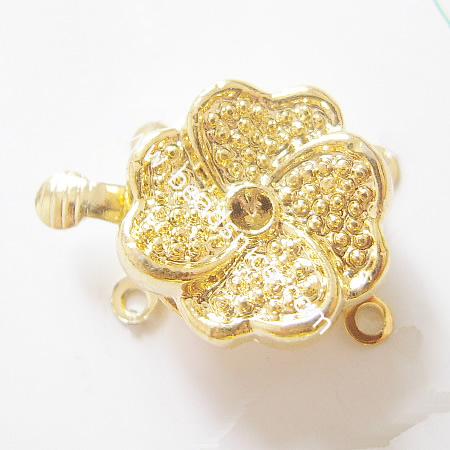 Jewelry alloy clasps,nickel free,flower,14.5x20mm,two rows,