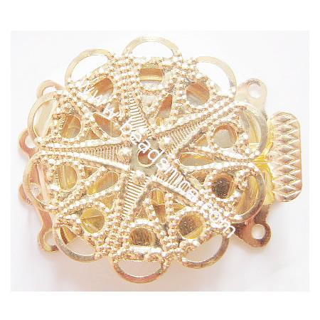 Jewelry brass clasps,nickel free,flower,25x28mm,three rows,