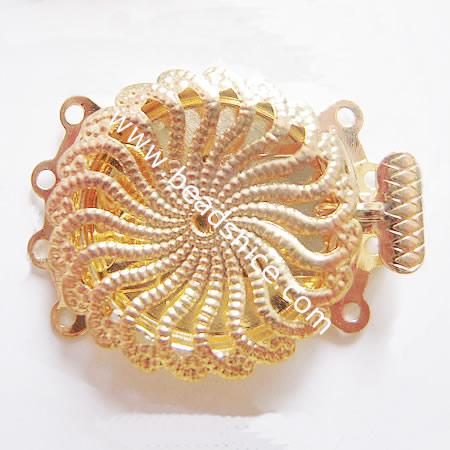 Jewelry brass clasp,nickel free,lead safe,22x29mm,flower,four rows,