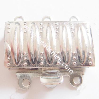 Jewelry clasps,brass,rectangle,nickel free,lead safe,19x17mm,three rows,
