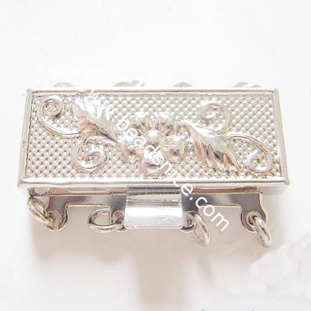  Jewelry clasp, brass, four rows,26x16mm,nickel free,lead safe,rectangle,