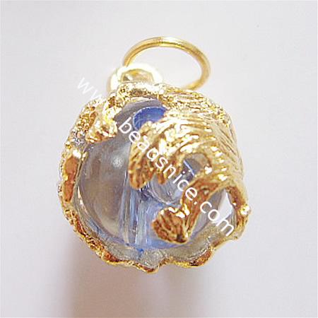 Alloy pendant with plastic bead,22x17mm,hole about 4.5mm,nickel free,