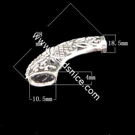 Jewelry Brass Pendant,NIckel Free,Lead Free,18.5mmLong,38mmWide，inside diameter:about10.5x4mm,