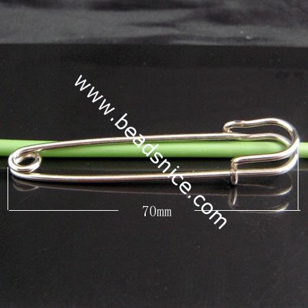 Iron safety pin brooches 70mm long 17mm wide nickel free lead safe