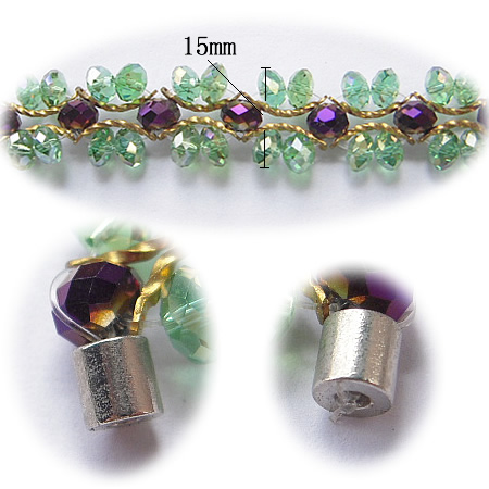 Imitated  crystal glass bracelet,with brass clasp, 6x15mm,7 inch,nickel free,lead safe,