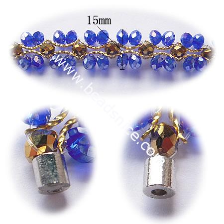 Imitated  crystal glass bracelet,with brass clasp, 6x15mm,7 inch,nickel free,lead safe,