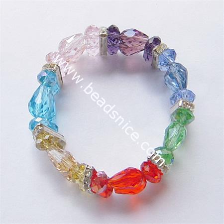 Imitated  crystal glass bracelet,18mm wide, 7 inch,