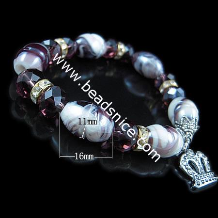 Jewerly bracelet,imitated  crystal glass ,bead 11x16mm ,length 7 inch,Rice,