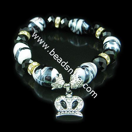 Jewerly bracelet,imitated  crystal glass ,bead 11x16mm ,length 7 inch,Rice,