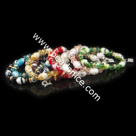 Jewerly bracelet,imitated  crystal glass ,bead 11x16mm,pendant 19.5x9x4.5mm,length 7 inch,Rice,