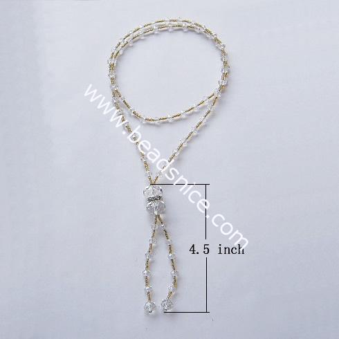 Fashion imitated  crystal glass necklace,faceted roundel, bead 4x6mm & 12x16mm,length 24 inch,