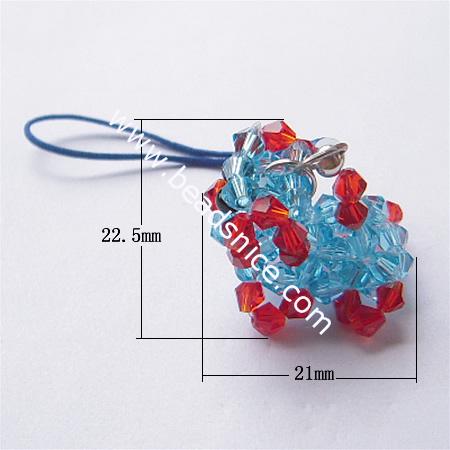 Fashion cell phone strap with  imitated  crystal,22.5x21x22mm,3.5 inch,animal,