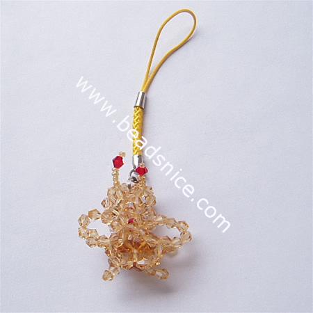 Fashion cell phone strap with  imitated  crystal,44x36x20mm,4.5 inch,animal,