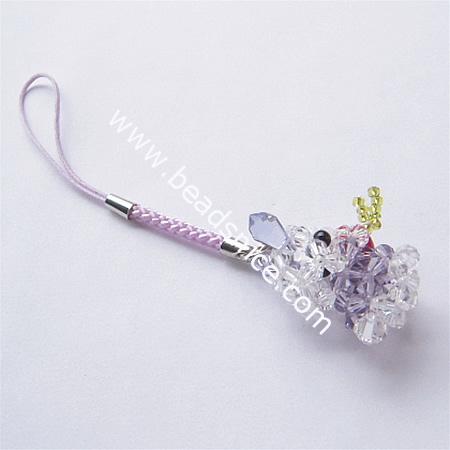 Fashion cell phone strap with imitated  crystal,35x30x16.5mm,4 inch,animal,