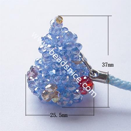 Cell phone strap with imitated  crystal,37x25.5mm,3.5 inch,calabash,