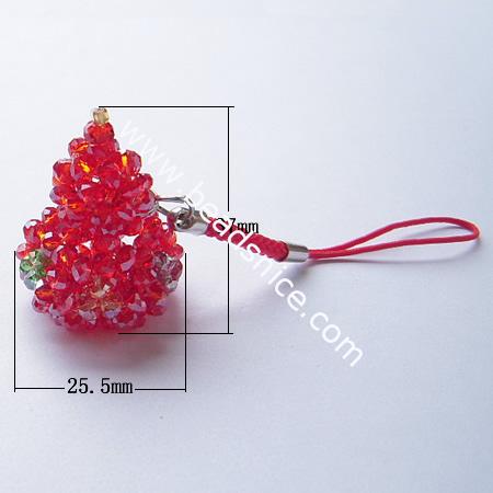 Cell phone strap with imitated  crystal,37x25.5mm,3.5 inch,calabash,