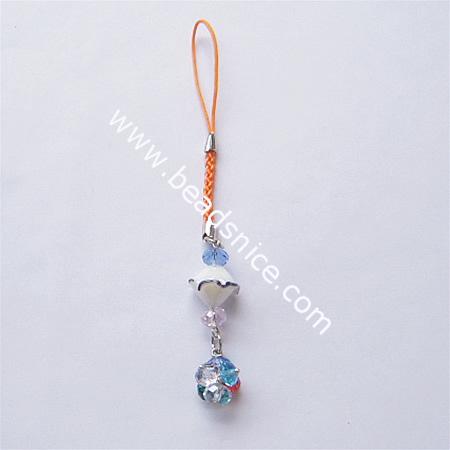 Fashion cell phone strap with imitated  crystal,16x11mm,5 inch,