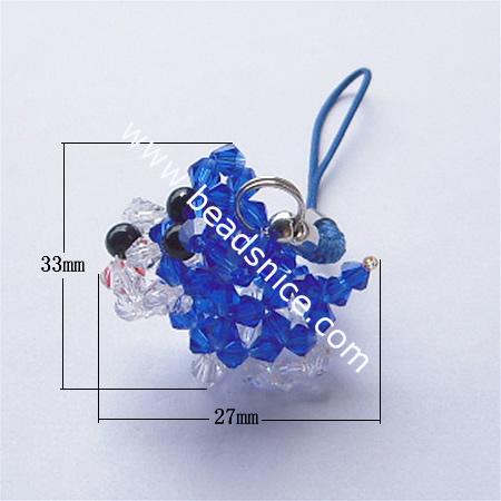 Fashion cell phone strap with  imitated  crystal,33x27mm,3.5 inch,animal,
