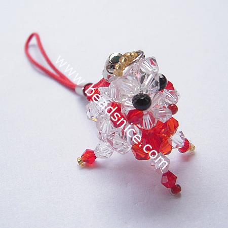 Fashion  imitated  crystal cell phone strap,25x28x20mm,4 inch,animal,