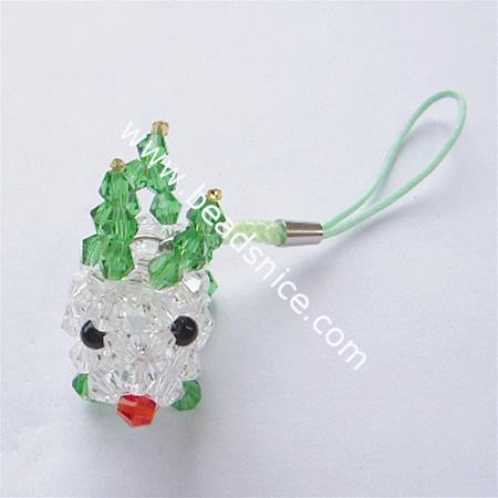 Imitated  crystal cell phone strap,37x41x15mm,3.5 inch,