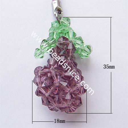 Cell phone strap with Crystal,35x18mm,4.5 inch,