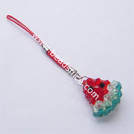 Cell phone strap with Crystal,28x29x9.5mm,4 inch,