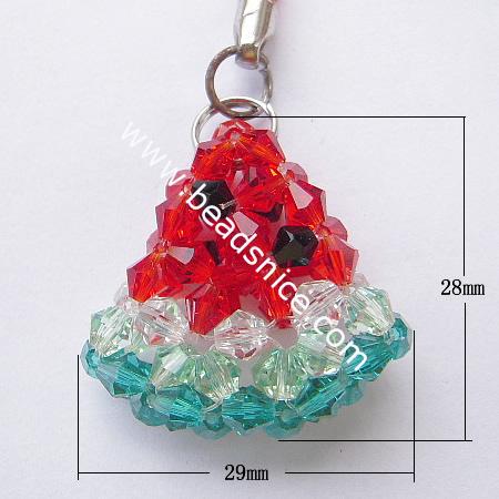 Cell phone strap with Crystal,28x29x9.5mm,4 inch,