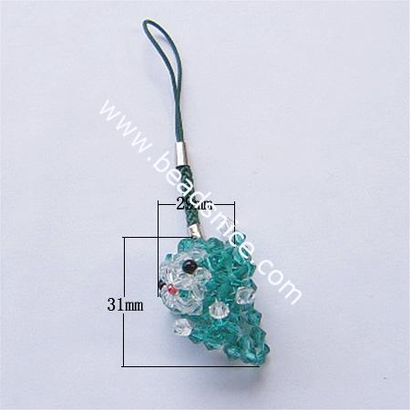 Fashion cell phone strap with imitated  crystal,29x31x39mm,4 inch,animal,