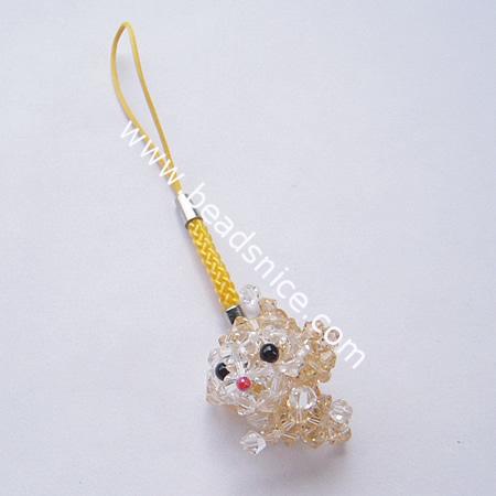 Fashion cell phone strap with imitated  crystal,29x31x39mm,4 inch,animal,