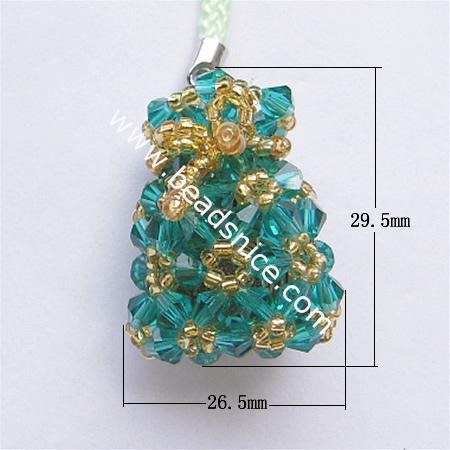Fashion cell phone strap with imitated  crystal,29.5x16x26.5mm,4 inch,