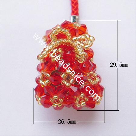 Fashion cell phone strap with imitated  crystal,29.5x16x26.5mm,4 inch,