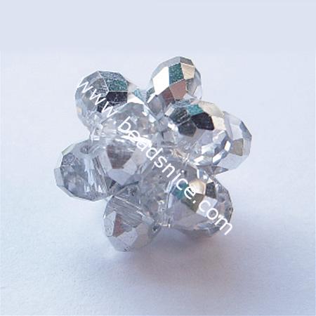 Imitated  crystal glass beads,14mm,hole:about 1.5mm,faceted round,silver,