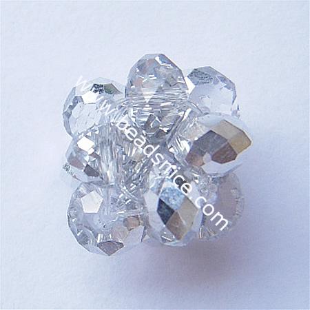 Imitated  crystal glass beads,14mm,hole:about 1.5mm,faceted round,silver,