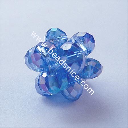 Imitated  crystal glass beads,14mm,hole:about 1.5mm,faceted round,skyblue,