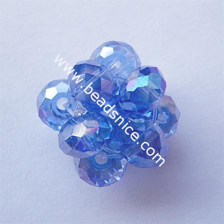 Imitated  crystal glass beads,14mm,hole:about 1.5mm,faceted round,skyblue,
