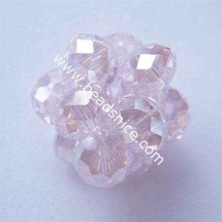 Imitated  crystal glass beads,14mm,hole:about 1.5mm,faceted round,pink,