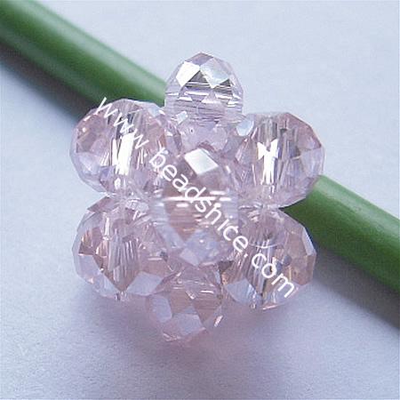 Imitated  crystal glass beads,14mm,hole:about 1.5mm,faceted round,pink,