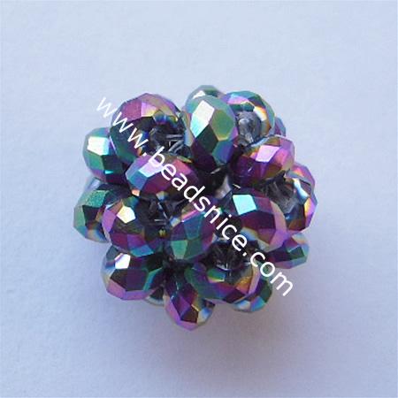 Fashion imitated  crystal glass beads,14mm,hole:about 2mm,faceted round,multicolor,