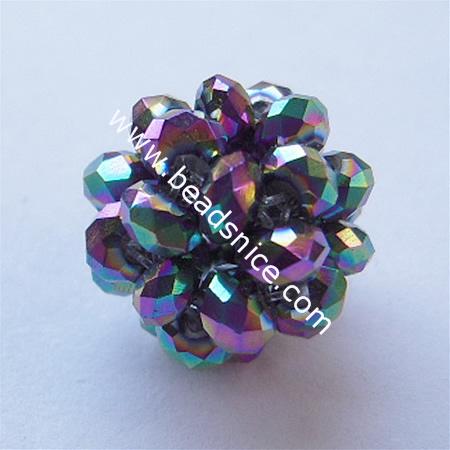 Fashion imitated  crystal glass beads,14mm,hole:about 2mm,faceted round,multicolor,