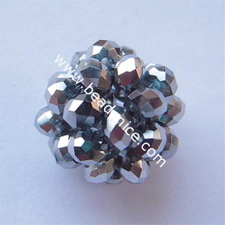 Fashion imitated  crystal glass beads,14mm,hole:about 2mm,faceted round,silver,