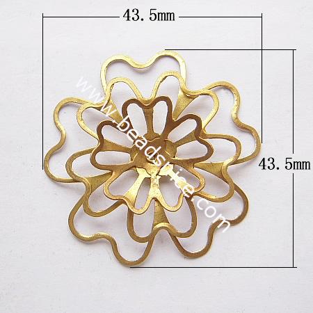 Brass net flake beading,43.5x43.5mm,hole about 1mm,nickel free,lead safe,