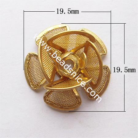 Brass net flake beading,19.5x19.5mm,hole:about 1.5mm,flower,nickel free ,lead safe,