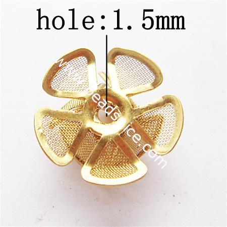 Brass net flake beading,19.5x19.5mm,hole:about 1.5mm,flower,nickel free ,lead safe,